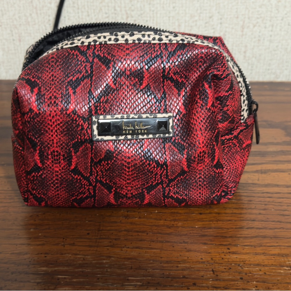 Red Snake Print Cosmetic Bag